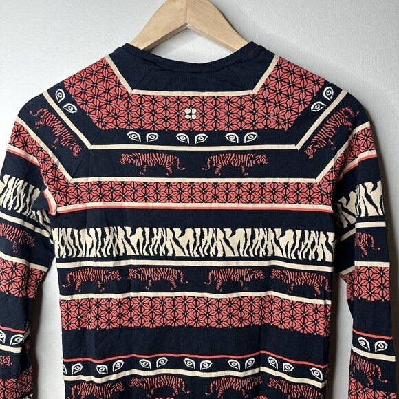 Sweaty Betty Tigers Eye Crew Neck Jacquard Base Layer Ski Top Black Red Small - Picture 7 of 9